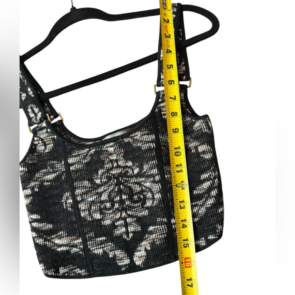Anthropologie Valeria Knit Corset Crop Top Black Damask Bustier Dark Academia - Picture 11 of 13